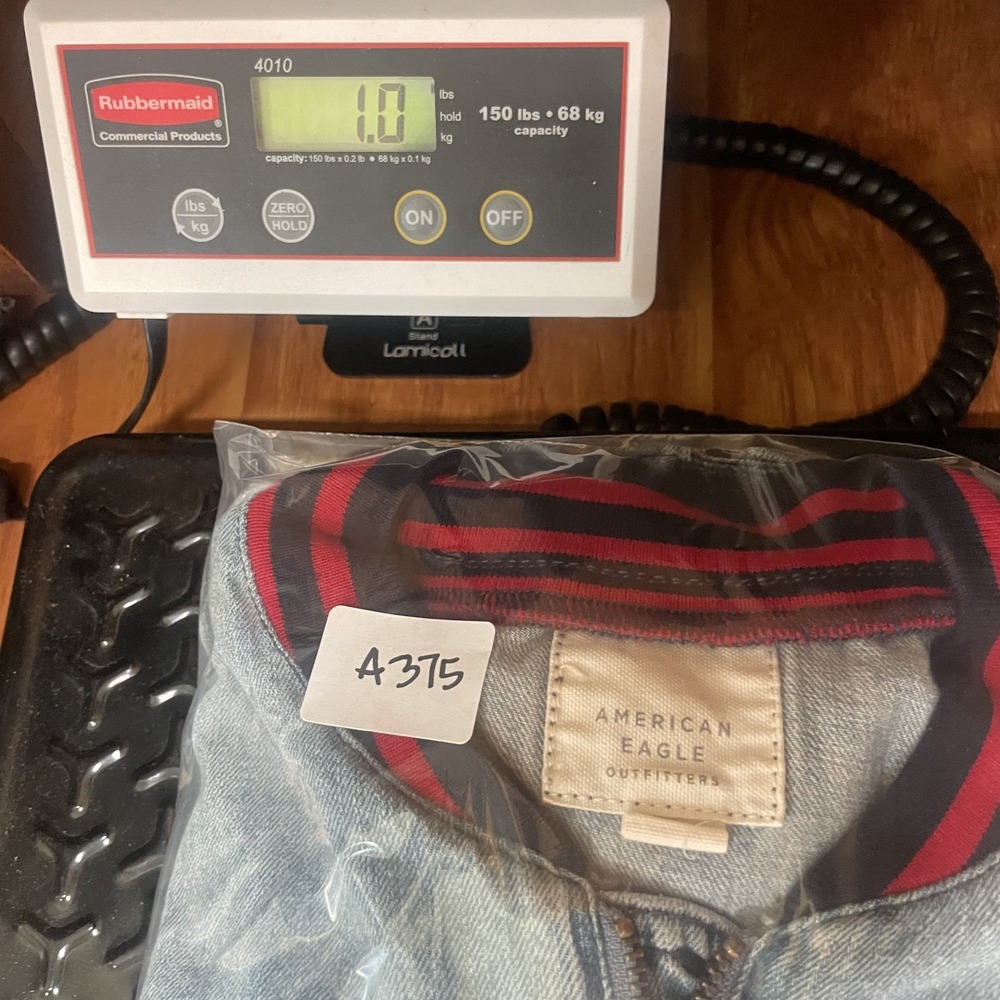 American Eagle Denim Bomber Jacket Size Small Striped Chambray Lightweight Layer - Picture 10 of 10